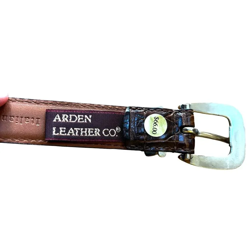 Arden leather Co Italian calfskin Sz 32 brown belt silver & gold conchos